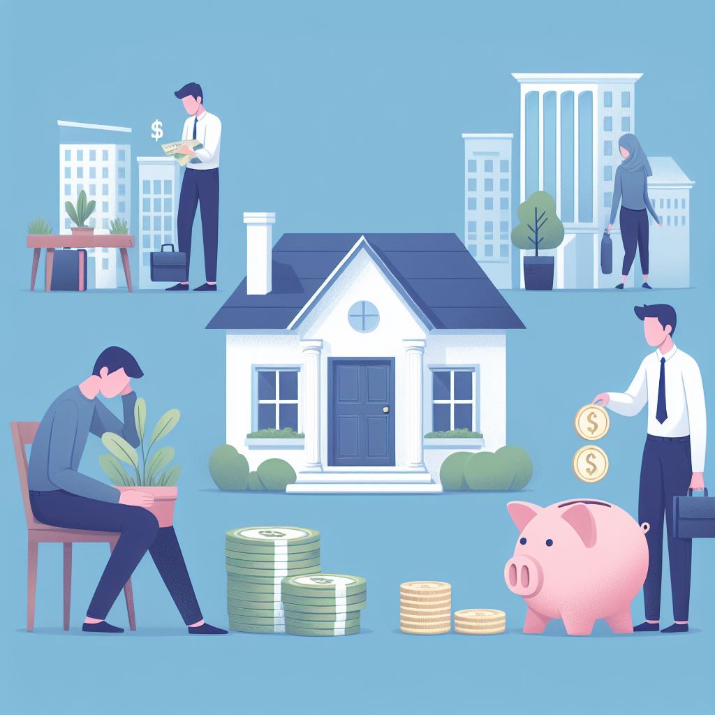 Finanzas personales.
Personas invirtiendo, ahorrando y otra sin dinero